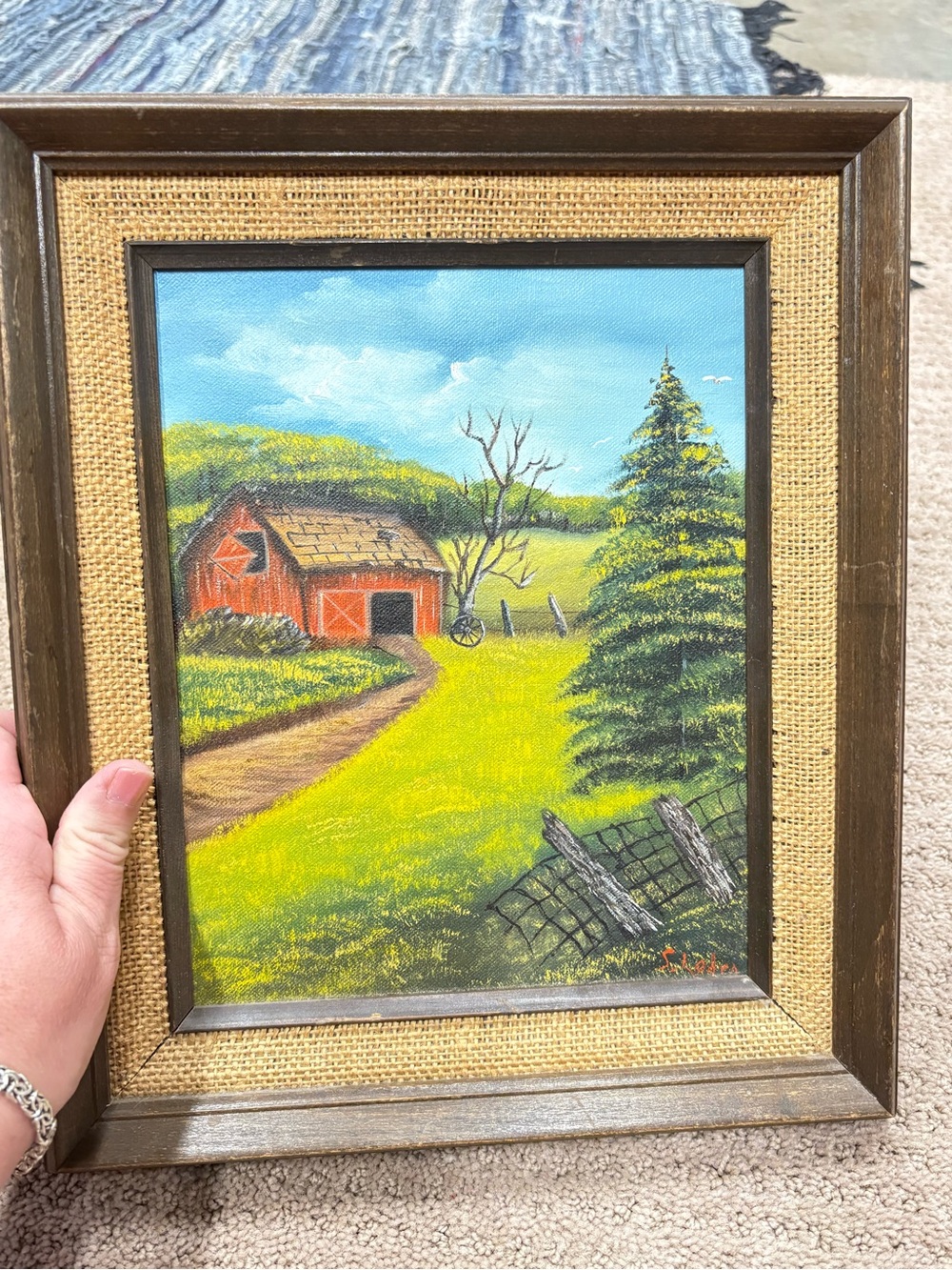 Framed Red Barn Farm Landscape Wall Art